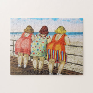 vetbodemmeisjes bij strand legpuzzel