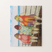  vetbodemmeisjes bij strand legpuzzel (Verticaal)