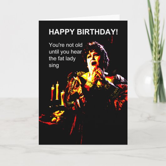 Vetdame zingt verjaardag kaart (Voorkant)