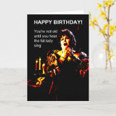 Vetdame zingt verjaardag kaart (Gele Bloem)