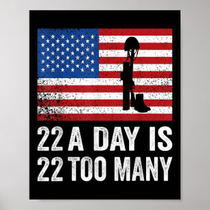 Veteraan 22 Day Suicide Awareness PTSS Veteraan Li Poster