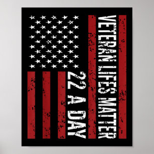 Veteraan 22 Day Suicide Awareness PTSS Veteraan Li Poster