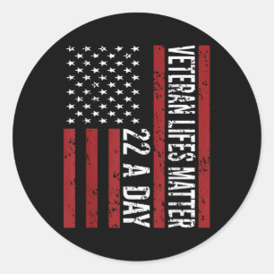 Veteraan 22 Day Suicide Awareness PTSS Veteraan Li Ronde Sticker