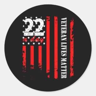 Veteraan 22 Day Veteran Lives Suicide Awareness PT Ronde Sticker