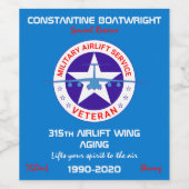 Veteraan aanpasbaar militair luchtvaartuig wijn etiket (Enkel label)