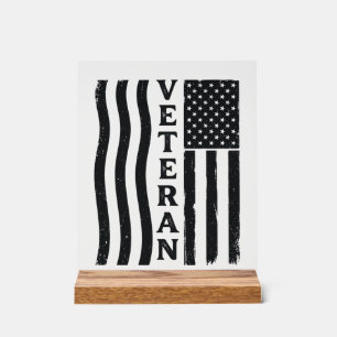 Veteraan Amerikaanse Vlag Vintage Vector T-shirt O Acryl Bord