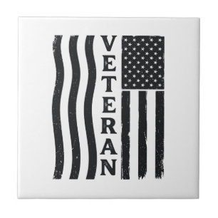 Veteraan Amerikaanse Vlag Vintage Vector T-shirt O Tegeltje