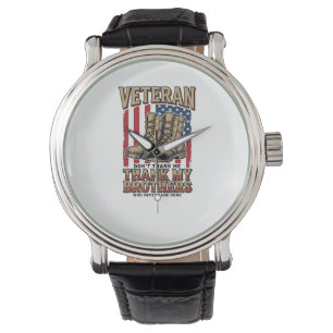 Veteraan Bedankt Mijn Broers Vintage Militair T-sh Horloge