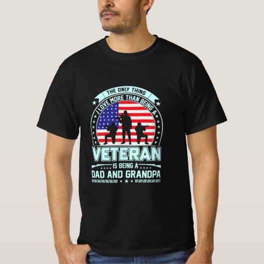 Veteraan Being a Dad en Opa USA Veterans Day T-shirt (Voorkant)