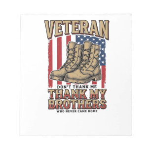 Veteraan Dank Mijn Broers Vintage Militair T-shirt Notitieblok