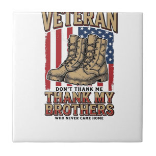 Veteraan Dank Mijn Broers Vintage Militair T-shirt Tegeltje