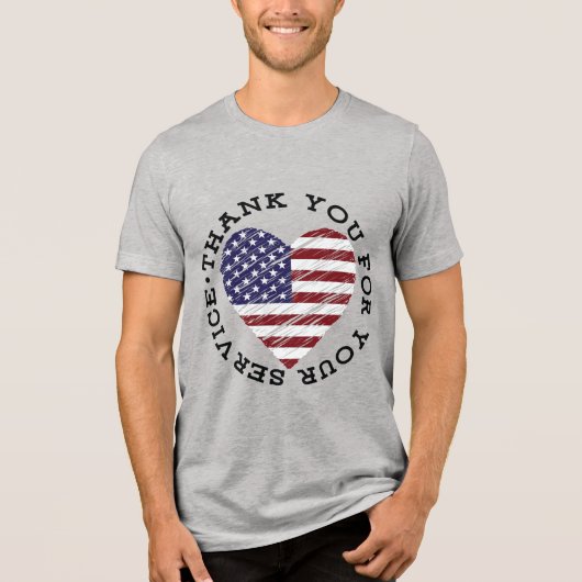 Veteraan Dank u Tri-Blend Shirt (Voorkant)