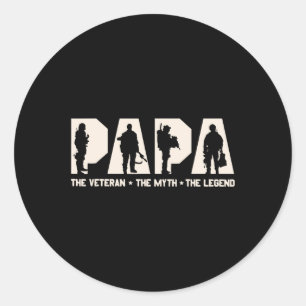 Veteraan De Mythe De Legende Vaders Dag Opa Ronde Sticker