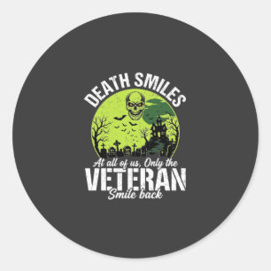Veteraan Dood Lacht Halloween Ontwerp_1 Ronde Sticker