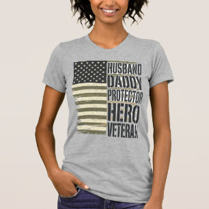 Veteraan Echtgenoot Papa Beschermer Held Vlag T-Sh T-shirt