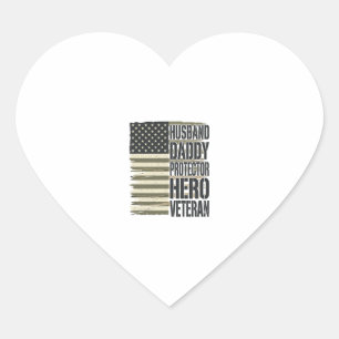 Veteraan Echtgenoot Vader Beschermer Held Vlag T-S Hart Sticker