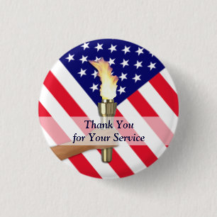 Veteraan en actieve dienst Militaire dank u Ronde Button 3,2 Cm