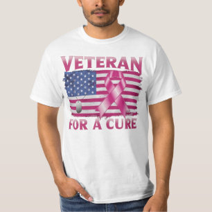 Veteraan for a Cure Amerikaanse vlag borstkanker b T-shirt