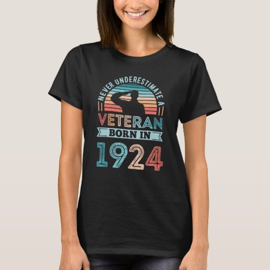 Veteraan geboren in 1924 100th Birthday Militaire  T-shirt (Voorkant)