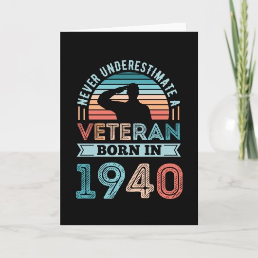Veteraan, geboren in 1940 80th Birthday Militaire  Kaart (Voorkant)