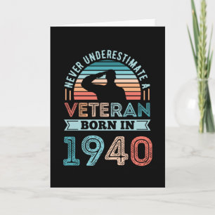 Veteraan, geboren in 1940 80th Birthday Militaire  Kaart