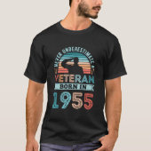 Veteraan geboren in 1955 70e verjaardag militaire  t-shirt (Voorkant)