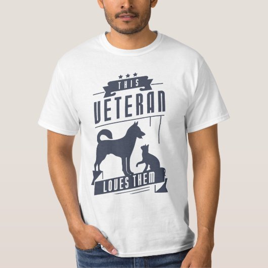 Veteraan houdt van hond en kat t-shirt (Voorkant)