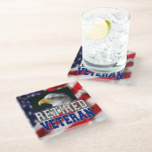 Veteraan in ruste glazen onderzetter (Schuin)