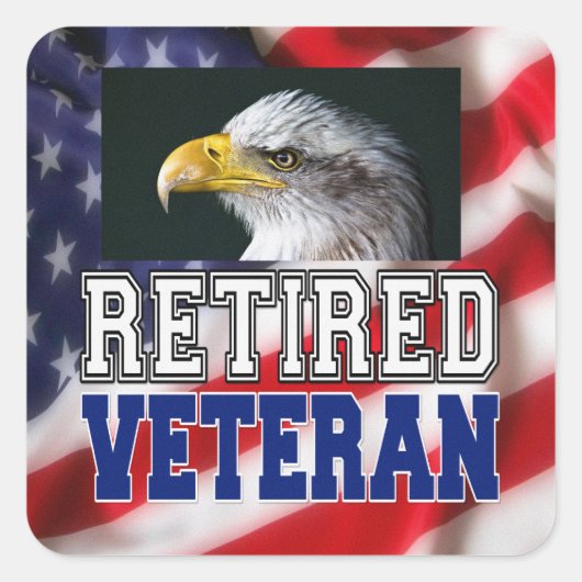 Veteraan in ruste vierkante sticker (Voorkant)