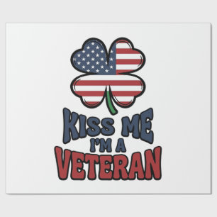 Veteraan Kus Me Patriottische Klaver Vintage T-shi Cadeaupapier