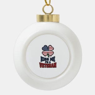 Veteraan Kus Me Patriottische Klaver Vintage T-shi Keramische Bal Ornament