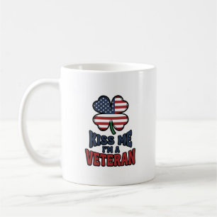 Veteraan Kus Me Patriottische Klaver Vintage T-shi Koffiemok