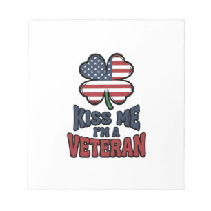Veteraan Kus Me Patriottische Klaver Vintage T-shi Notitieblok