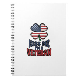 Veteraan Kus Me Patriottische Klaver Vintage T-shi Notitieboek