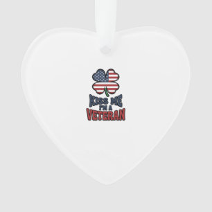 Veteraan Kus Me Patriottische Klaver Vintage T-shi Ornament