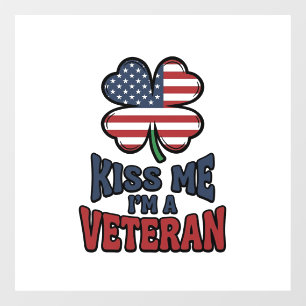 Veteraan Kus Me Patriottische Klaver Vintage T-shi Raamsticker