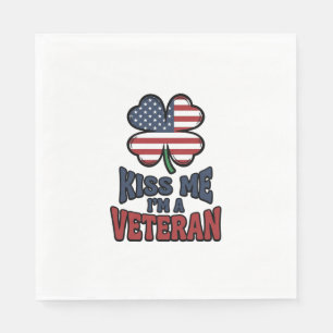 Veteraan Kus Me Patriottische Klaver Vintage T-shi Servet