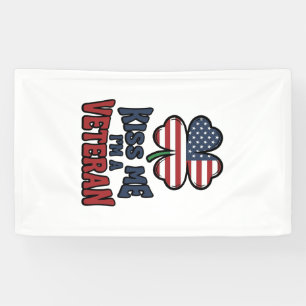 Veteraan Kus Me Patriottische Klaver Vintage T-shi Spandoek