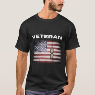 Veteraan - met Amerikaanse vlag hond Tags T-shirt