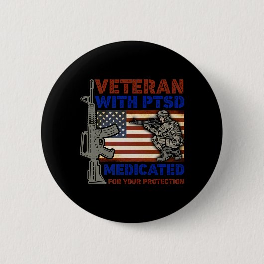 Veteraan met PTSD voor uw bescherming Ronde Button 5,7 Cm (Voorkant)