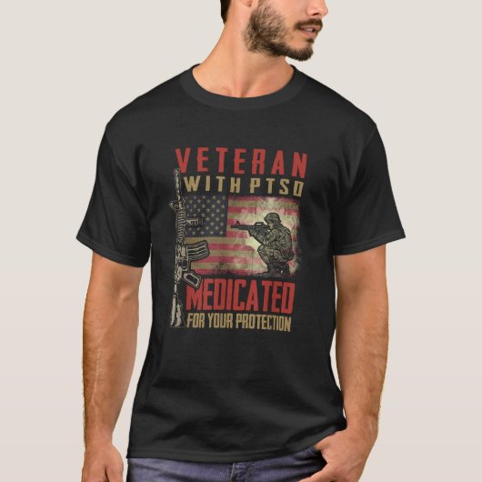 Veteraan met PTSS medicinaal voor uw bescherming T-shirt (Voorkant)