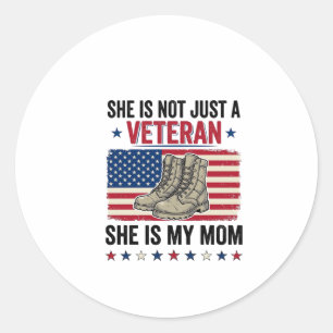 Veteraan Moeder Patriottisch Militair Laarzen T-sh Ronde Sticker