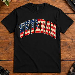Veteraan Patriottische Veteraan VS Vlag Typografie T-shirt