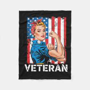 Veteraan Patriottische Vrouw Veteraan's Day Vrouw Fleece Deken