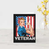 Veteraan Patriottische Vrouw Veteraan's Day Vrouw  Kaart (Gele Bloem)