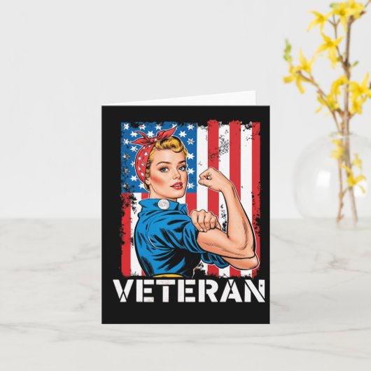 Veteraan Patriottische Vrouw Veteraan's Day Vrouw  Kaart (Gele Bloem)