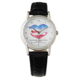 *~* Veteraan Red White Blue Heart Vlag van militai Horloge