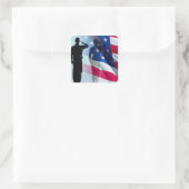 Veteraan Saluting de Vlag Patriottisch Vierkante Sticker (Tas)