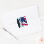 Veteraan Saluting de Vlag Patriottisch Vierkante Sticker (Envelop)