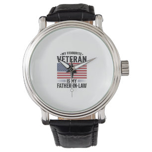 Veteraan Schoonvader Patriottische Vintage Citaten Horloge
